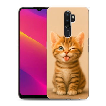 Силиконовый противоударный чехол на OPPO A9 (2020) с принтом котенок