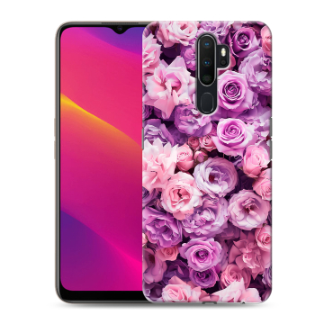 Силиконовый противоударный чехол на OPPO A9 (2020) с принтом лавандовые розы Силиконовый противоударный чехол на OPPO A9 (2020) с принтом лавандовые розы