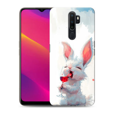 Силиконовый противоударный чехол на OPPO A9 (2020) с принтом кролик зайчик