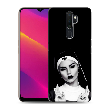 Силиконовый противоударный чехол на OPPO A9 (2020) с принтом монашка Силиконовый противоударный чехол на OPPO A9 (2020) с принтом монашка