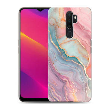 Силиконовый противоударный чехол на OPPO A9 (2020) с принтом розовый мрамор Силиконовый противоударный чехол на OPPO A9 (2020) с принтом розовый мрамор