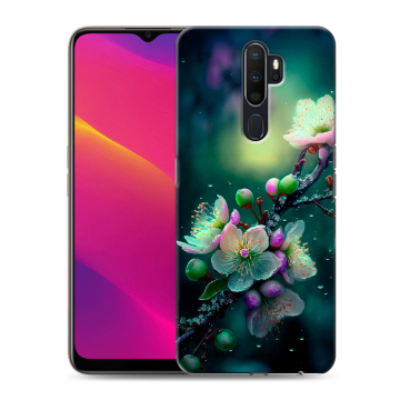 Силиконовый противоударный чехол на OPPO A9 (2020) с принтом Цветы и мрамор