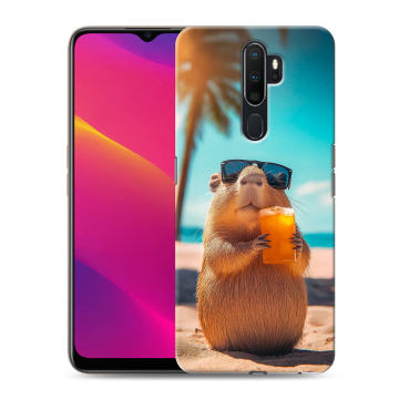 Силиконовый противоударный чехол на OPPO A9 (2020) с принтом Капибара