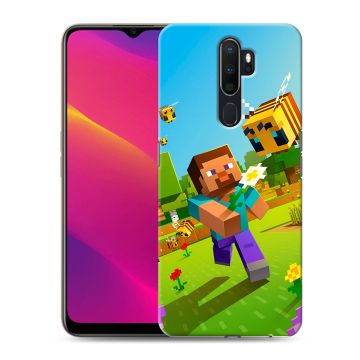 Силиконовый противоударный чехол на OPPO A9 (2020) с принтом Майнкрафт Minecraft