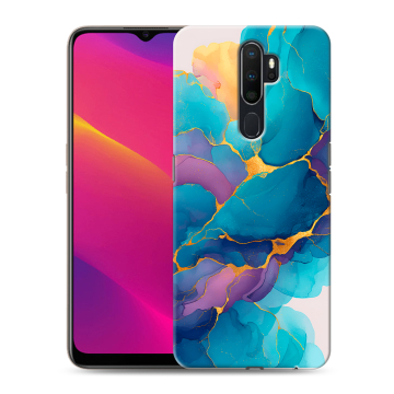 Силиконовый противоударный чехол на OPPO A9 (2020) с принтом Мрамор блестки Силиконовый противоударный чехол на OPPO A9 (2020) с принтом Мрамор блестки