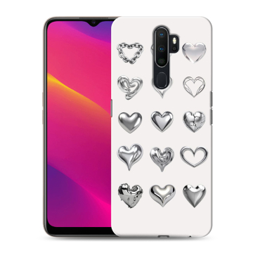 Силиконовый противоударный чехол на OPPO A9 (2020) с принтом Y2K сердечки Силиконовый противоударный чехол на OPPO A9 (2020) с принтом Y2K сердечки