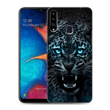 Силиконовый чехол на Samsung Galaxy A20s с принтом Темный леопард Силиконовый чехол на Samsung Galaxy A20s с принтом Темный леопард