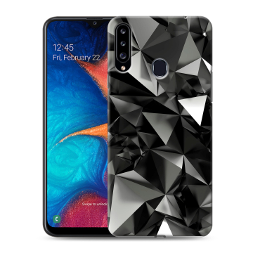 Силиконовый чехол на Samsung Galaxy A20s с принтом Черные кристаллы Силиконовый чехол на Samsung Galaxy A20s с принтом Черные кристаллы