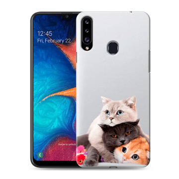 Силиконовый чехол на Samsung Galaxy A20s с принтом Кошки Силиконовый чехол на Samsung Galaxy A20s с принтом Кошки
