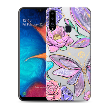 Силиконовый чехол на Samsung Galaxy A20s с принтом Бабочки и цветы Силиконовый чехол на Samsung Galaxy A20s с принтом Бабочки и цветы