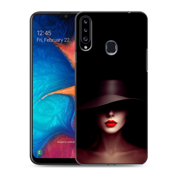 Силиконовый чехол на Samsung Galaxy A20s с принтом Девушка в шляпе Силиконовый чехол на Samsung Galaxy A20s с принтом Девушка в шляпе