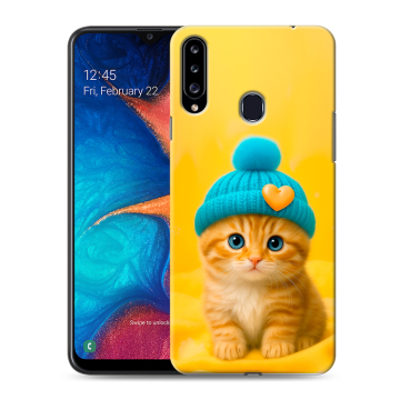 Силиконовый чехол на Samsung Galaxy A20s с принтом Котенок в шапке Силиконовый чехол на Samsung Galaxy A20s с принтом Котенок в шапке
