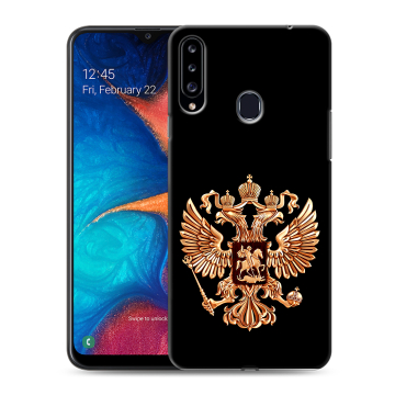 Силиконовый чехол на Samsung Galaxy A20s с принтом Герб России золотой Силиконовый чехол на Samsung Galaxy A20s с принтом Герб России золотой