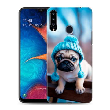 Силиконовый чехол на Samsung Galaxy A20s с принтом Мопс в шапке Силиконовый чехол на Samsung Galaxy A20s с принтом Мопс в шапке