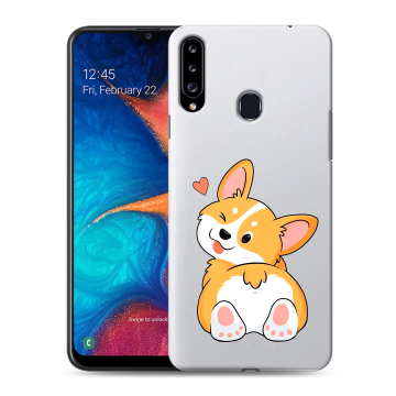 Силиконовый чехол на Samsung Galaxy A20s с принтом Корги Силиконовый чехол на Samsung Galaxy A20s с принтом Корги