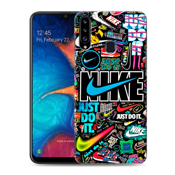 Силиконовый чехол на Samsung Galaxy A20s с принтом найк nike черный Силиконовый чехол на Samsung Galaxy A20s с принтом найк nike черный