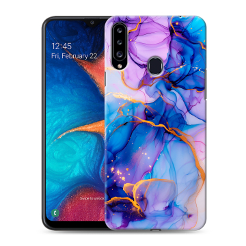 Силиконовый чехол на Samsung Galaxy A20s с принтом синий мрамор Силиконовый чехол на Samsung Galaxy A20s с принтом синий мрамор