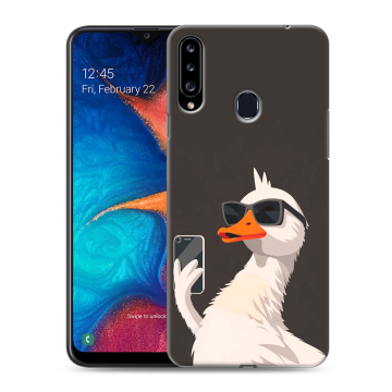 Силиконовый чехол на Samsung Galaxy A20s с принтом утка в очках Силиконовый чехол на Samsung Galaxy A20s с принтом утка в очках