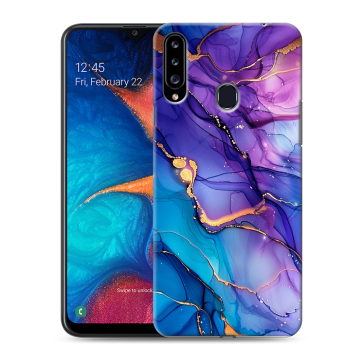 Силиконовый чехол на Samsung Galaxy A20s с принтом синий мрамор Силиконовый чехол на Samsung Galaxy A20s с принтом синий мрамор
