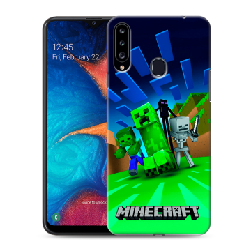 Силиконовый чехол на Samsung Galaxy A20s с принтом Майнкрафт Силиконовый чехол на Samsung Galaxy A20s с принтом Майнкрафт