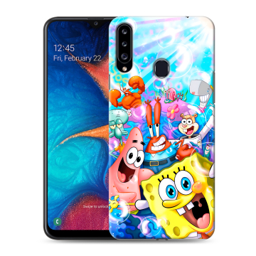 Силиконовый чехол на Samsung Galaxy A20s с принтом спанчбоб спанч боб