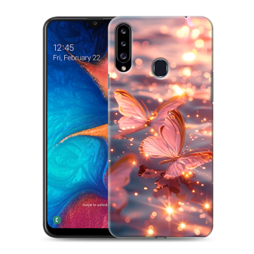 Силиконовый чехол на Samsung Galaxy A20s с принтом бабочки розовые