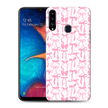 Силиконовый чехол на Samsung Galaxy A20s с принтом Розовые бантики Силиконовый чехол на Samsung Galaxy A20s с принтом Розовые бантики
