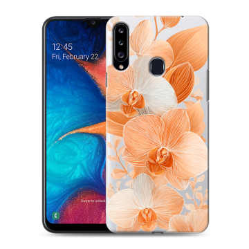Силиконовый чехол на Samsung Galaxy A20s с принтом Бежевые цветы Силиконовый чехол на Samsung Galaxy A20s с принтом Бежевые цветы