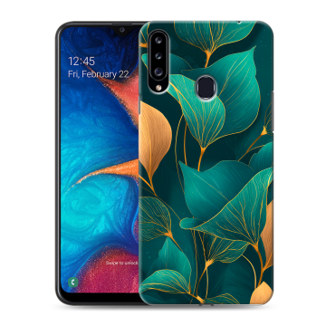 Силиконовый чехол на Samsung Galaxy A20s с принтом Листья и золото Силиконовый чехол на Samsung Galaxy A20s с принтом Листья и золото
