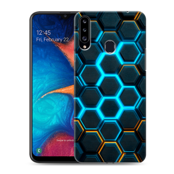 Силиконовый чехол на Samsung Galaxy A20s с принтом Неоновые соты Силиконовый чехол на Samsung Galaxy A20s с принтом Неоновые соты