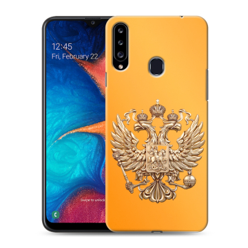 Силиконовый чехол на Samsung Galaxy A20s с принтом Герб Флаг России Силиконовый чехол на Samsung Galaxy A20s с принтом Герб Флаг России