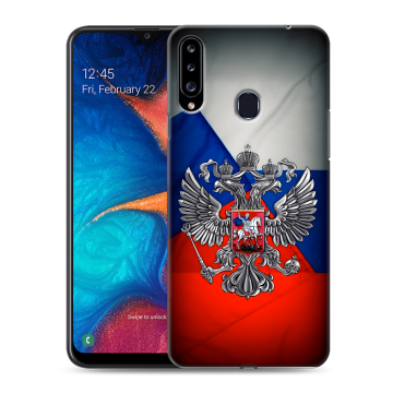 Силиконовый чехол на Samsung Galaxy A20s с принтом Флаг России