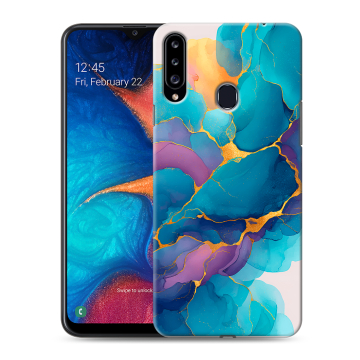 Силиконовый чехол на Samsung Galaxy A20s с принтом Мрамор блестки Силиконовый чехол на Samsung Galaxy A20s с принтом Мрамор блестки