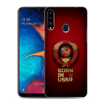 Силиконовый чехол на Samsung Galaxy A20s с принтом Флаг Герб СССР Силиконовый чехол на Samsung Galaxy A20s с принтом Флаг Герб СССР