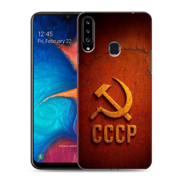 Силиконовый чехол на Samsung Galaxy A20s с принтом Флаг Герб СССР Силиконовый чехол на Samsung Galaxy A20s с принтом Флаг Герб СССР