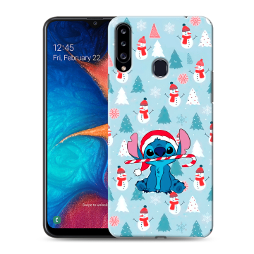 Силиконовый чехол на Samsung Galaxy A20s с принтом Стич Новый год Силиконовый чехол на Samsung Galaxy A20s с принтом Стич Новый год