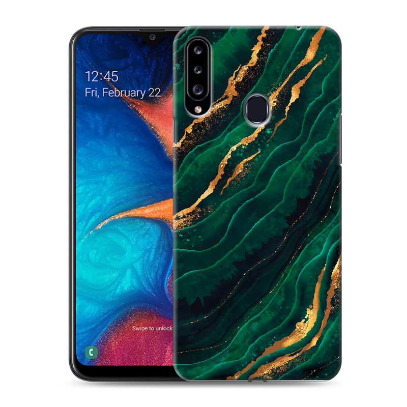 Пластиковый чехол на Samsung Galaxy A20s с принтом Мрамор зеленое золото Пластиковый чехол на Samsung Galaxy A20s с принтом Мрамор зеленое золото