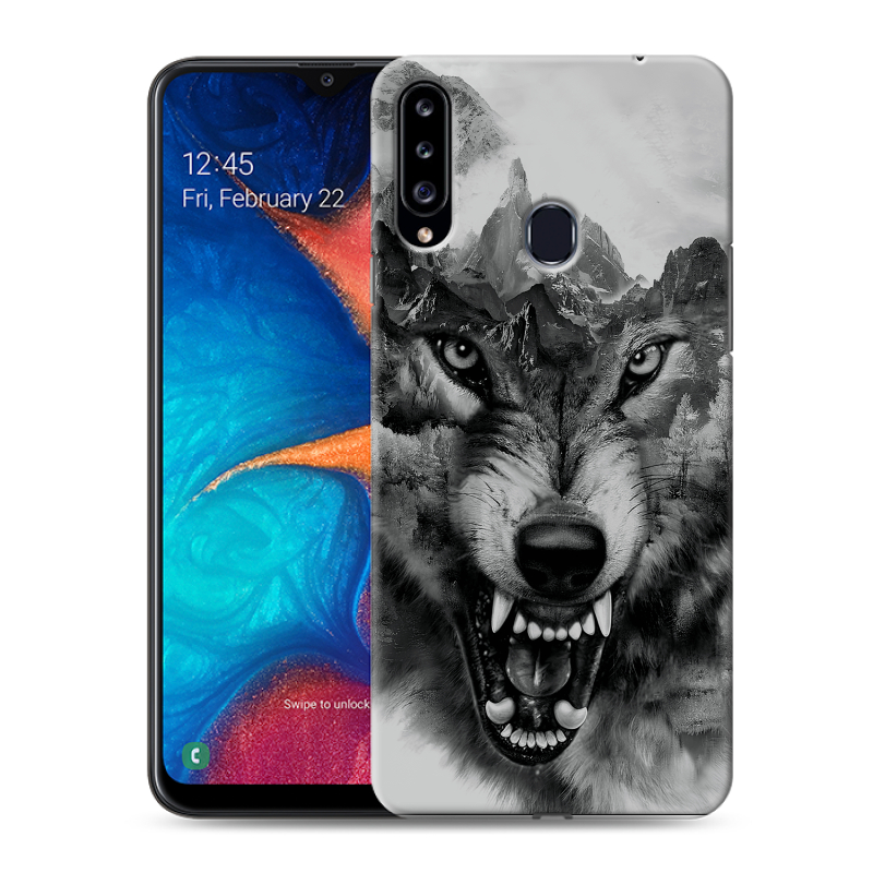 Силиконовый противоударный чехол на Samsung Galaxy A20s с принтом Волк Силиконовый противоударный чехол на Samsung Galaxy A20s с принтом Волк