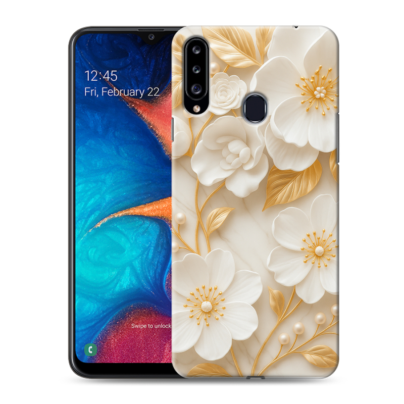 Силиконовый противоударный чехол на Samsung Galaxy A20s с принтом Цветы Силиконовый противоударный чехол на Samsung Galaxy A20s с принтом Цветы