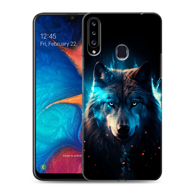Силиконовый чехол на Samsung Galaxy A20s с принтом Волк ночной Силиконовый чехол на Samsung Galaxy A20s с принтом Волк ночной