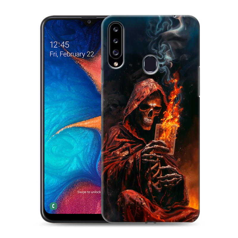 Силиконовый чехол на Samsung Galaxy A20s с принтом Скелет и карты Силиконовый чехол на Samsung Galaxy A20s с принтом Скелет и карты