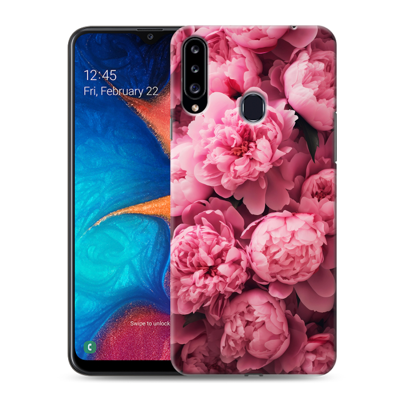 Силиконовый чехол на Samsung Galaxy A20s с принтом цветы пионы Силиконовый чехол на Samsung Galaxy A20s с принтом цветы пионы