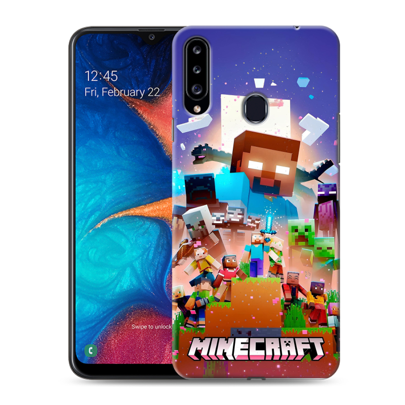 Силиконовый противоударный чехол на Samsung Galaxy A20s с принтом Майнкрафт Minecraft Силиконовый противоударный чехол на Samsung Galaxy A20s с принтом Майнкрафт Minecraft
