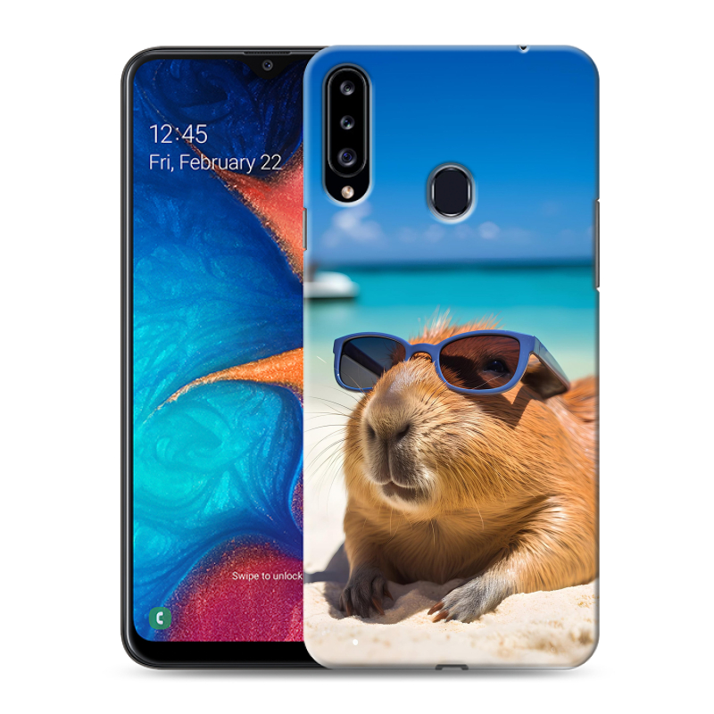 Пластиковый чехол на Samsung Galaxy A20s с принтом Капибара Пластиковый чехол на Samsung Galaxy A20s с принтом Капибара