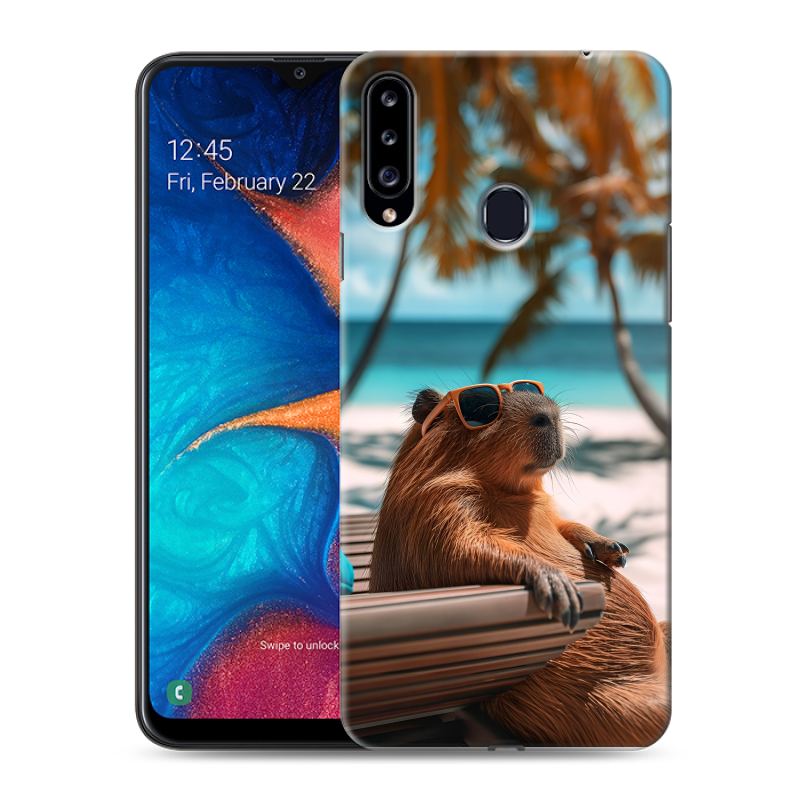 Пластиковый чехол на Samsung Galaxy A20s с принтом Капибара Пластиковый чехол на Samsung Galaxy A20s с принтом Капибара
