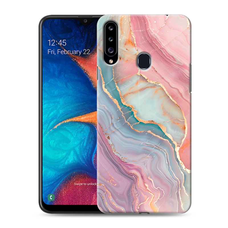 Силиконовый чехол на Samsung Galaxy A20s с принтом розовый мрамор Силиконовый чехол на Samsung Galaxy A20s с принтом розовый мрамор