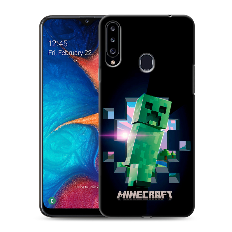 Силиконовый чехол на Samsung Galaxy A20s с принтом Майнкрафт Minecraft Силиконовый чехол на Samsung Galaxy A20s с принтом Майнкрафт Minecraft