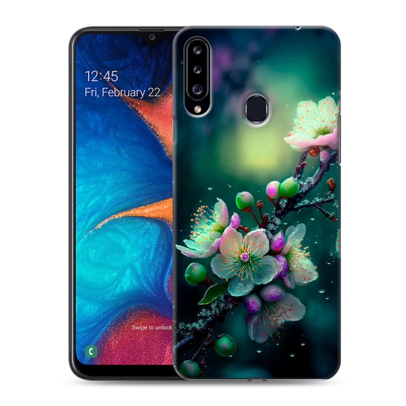 Пластиковый чехол на Samsung Galaxy A20s с принтом Цветы и мрамор Пластиковый чехол на Samsung Galaxy A20s с принтом Цветы и мрамор