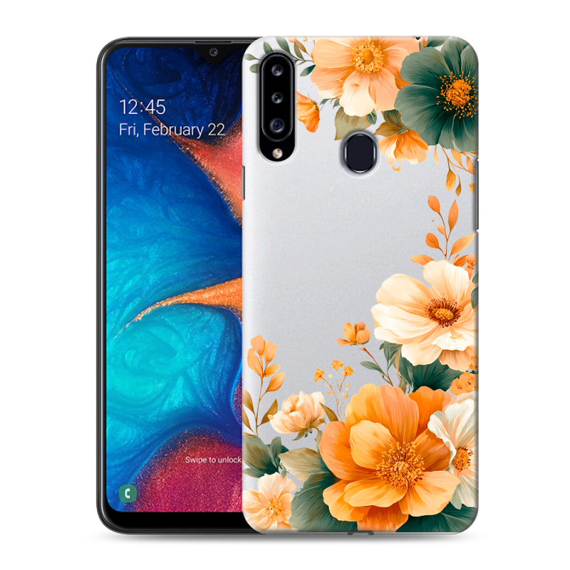 Силиконовый противоударный чехол на Samsung Galaxy A20s с принтом Цветы принт Силиконовый противоударный чехол на Samsung Galaxy A20s с принтом Цветы принт