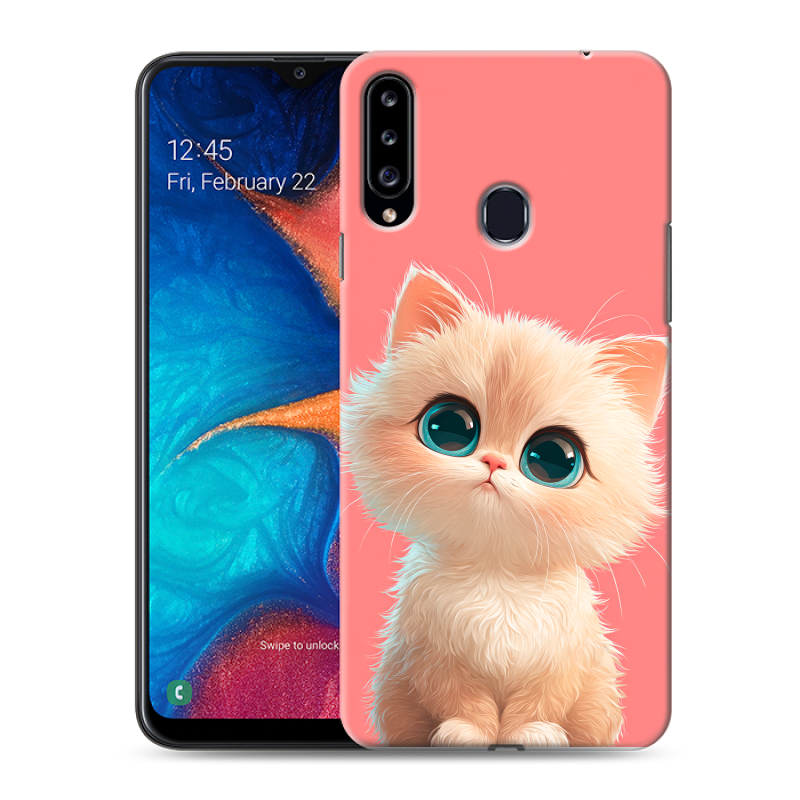 Силиконовый противоударный чехол на Samsung Galaxy A20s с принтом Розовый котенок Силиконовый противоударный чехол на Samsung Galaxy A20s с принтом Розовый котенок